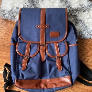 Navy blue backpack with pockets